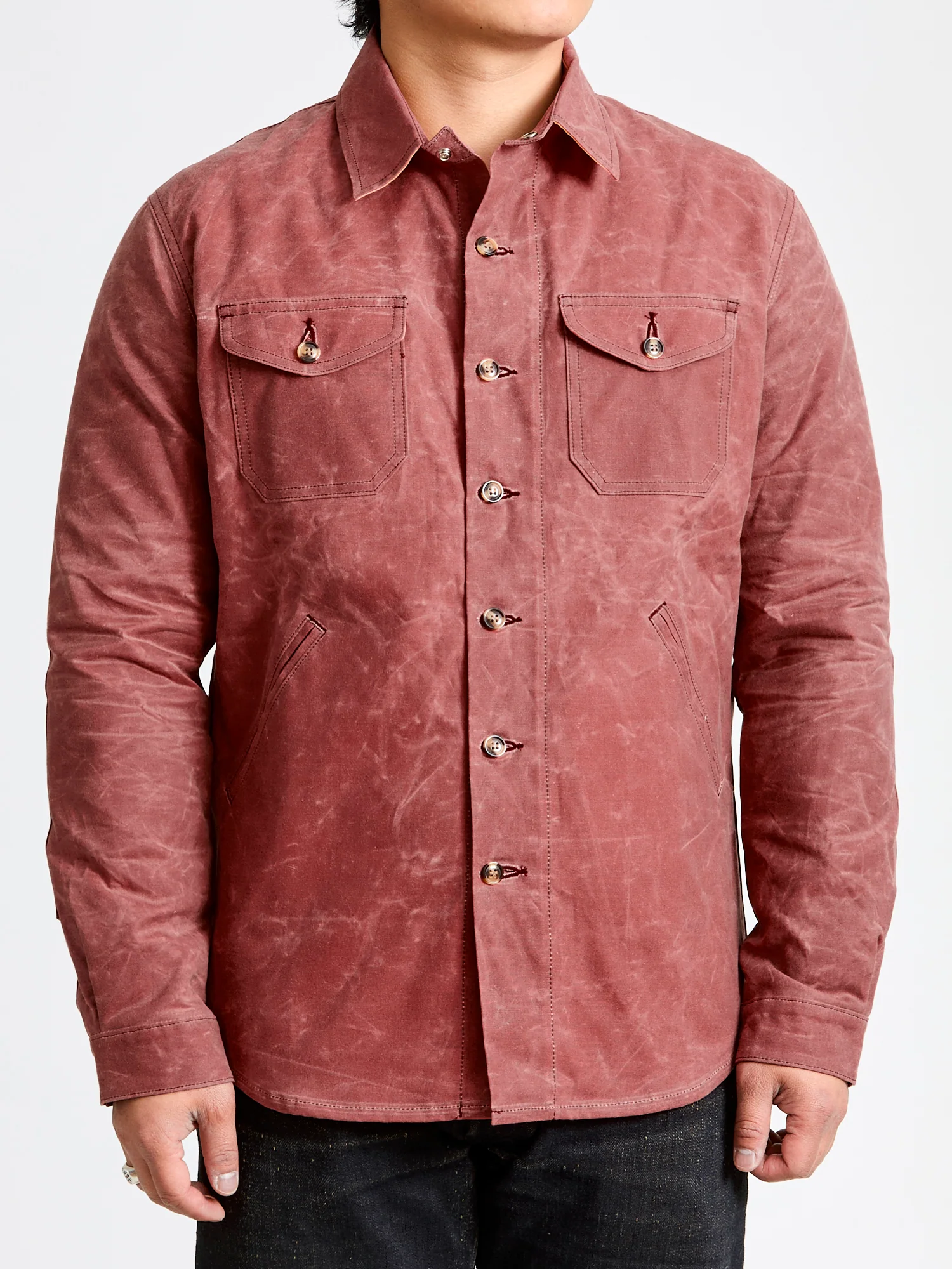 Waxed Canvas Crissman Overshirt in Nautical Red - Image 2