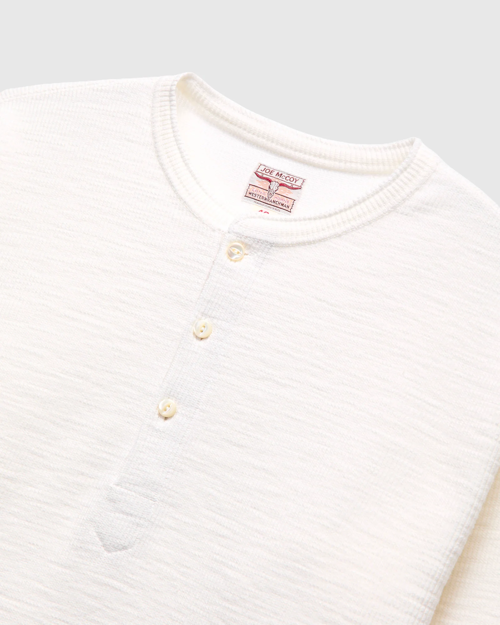 Western Cardigan Stitch Henley Shirt in White - Image 4