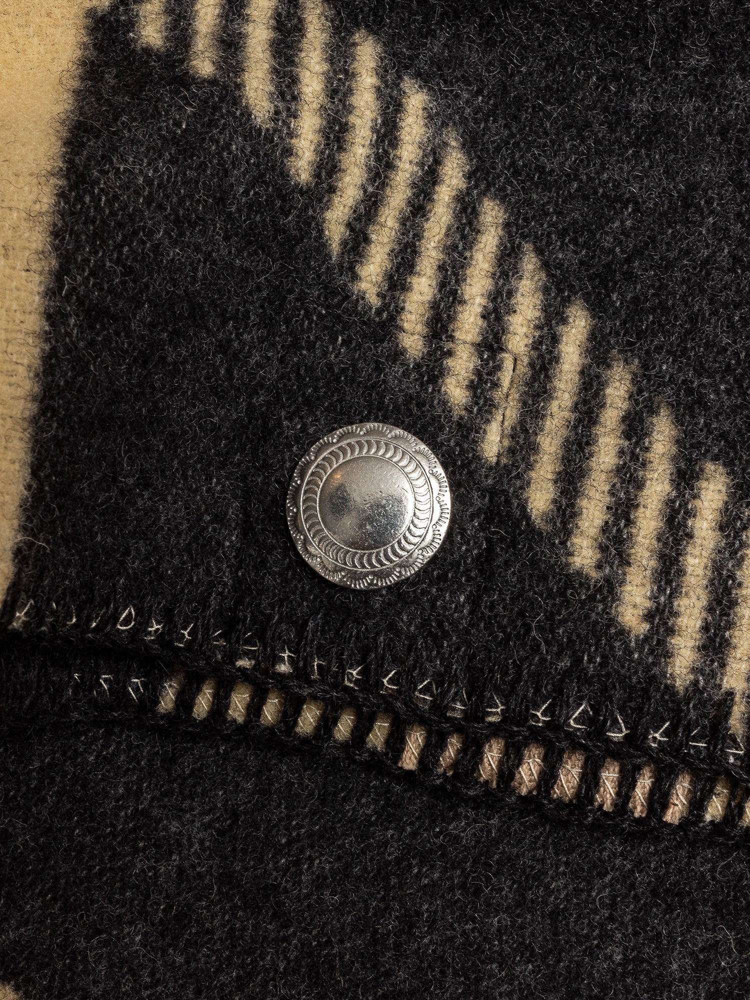 Wool Blanket Poncho in Black - Image 3