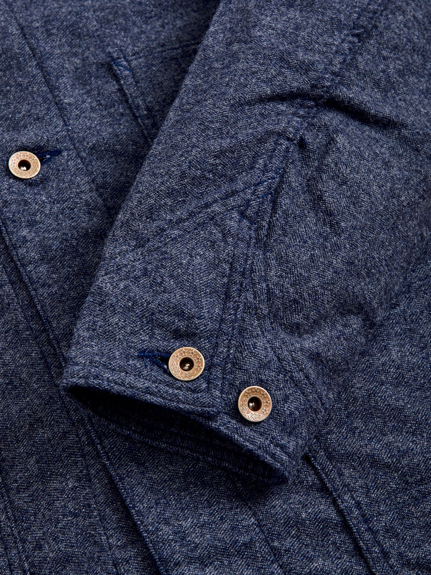 Wool Cashmere Herringbone Chore Coat in Navy - Image 6