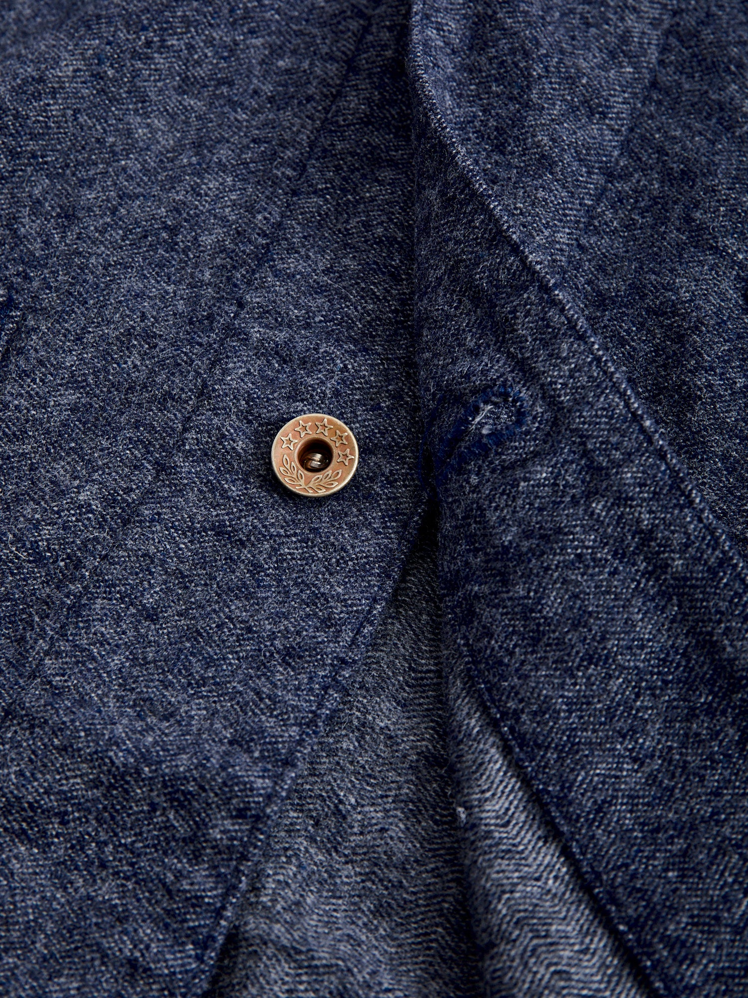 Wool Cashmere Herringbone Chore Coat in Navy - Image 7