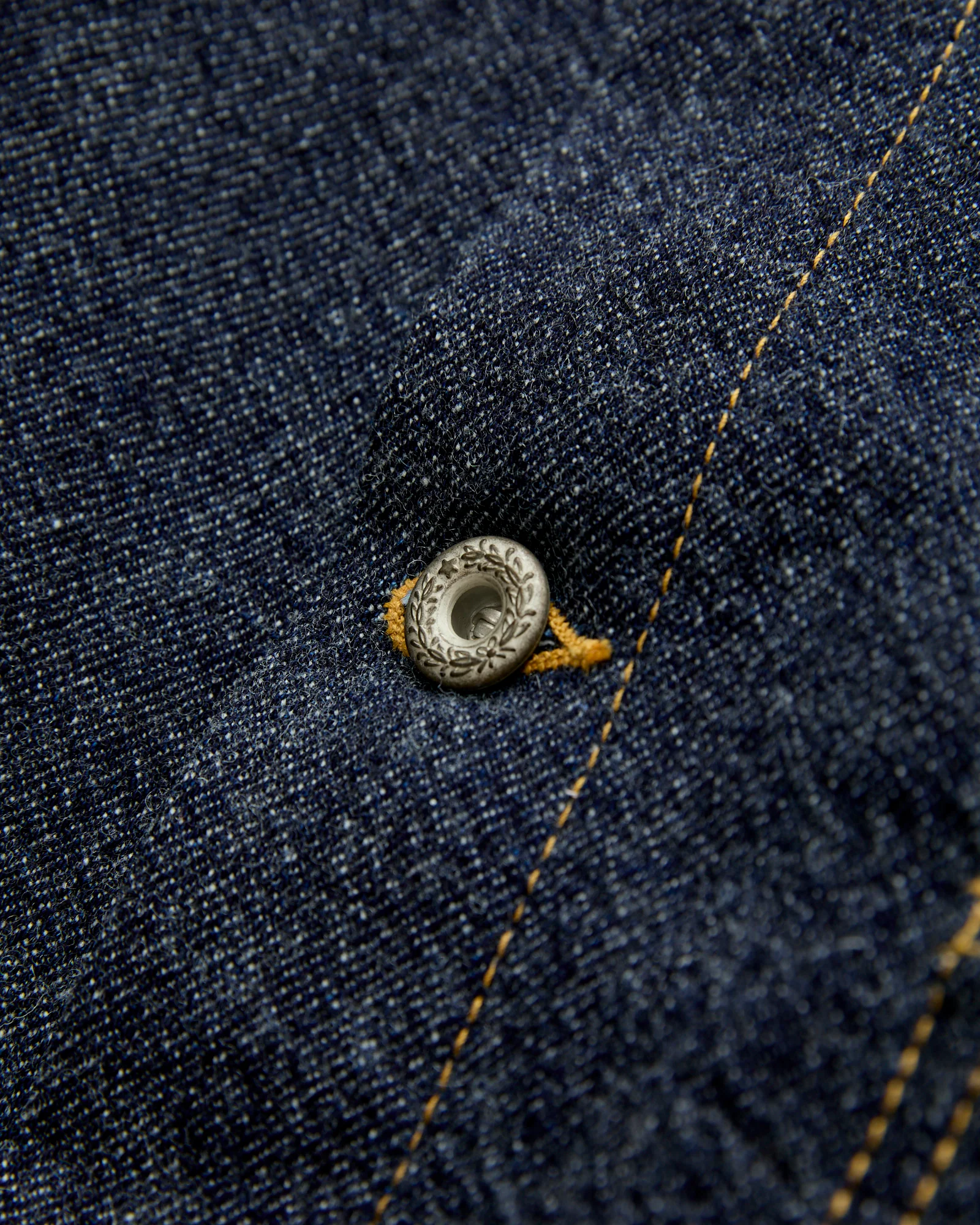 Wool Denim Trucker Jacket in Indigo - Image 7