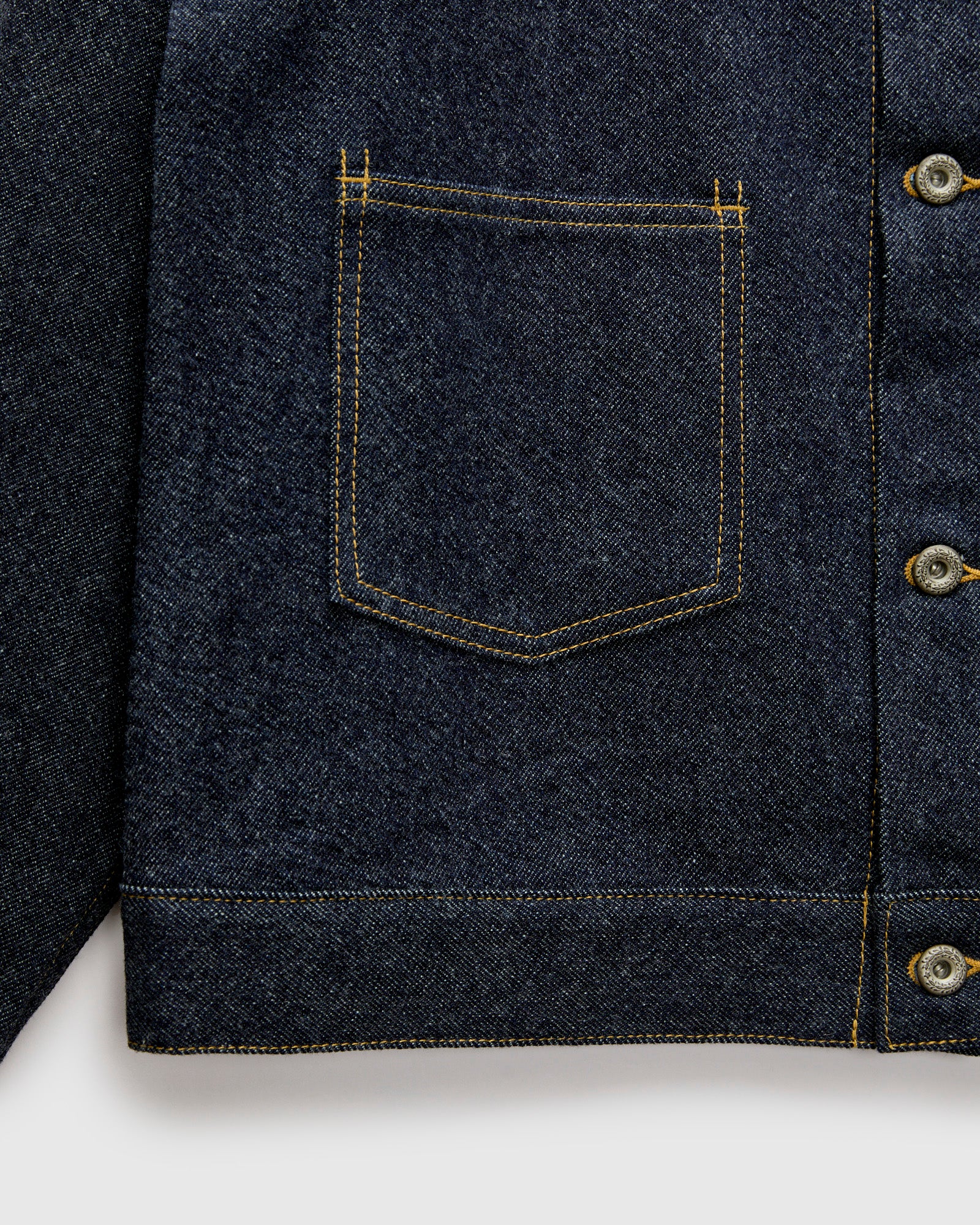 Wool Denim Trucker Jacket in Indigo - Image 9