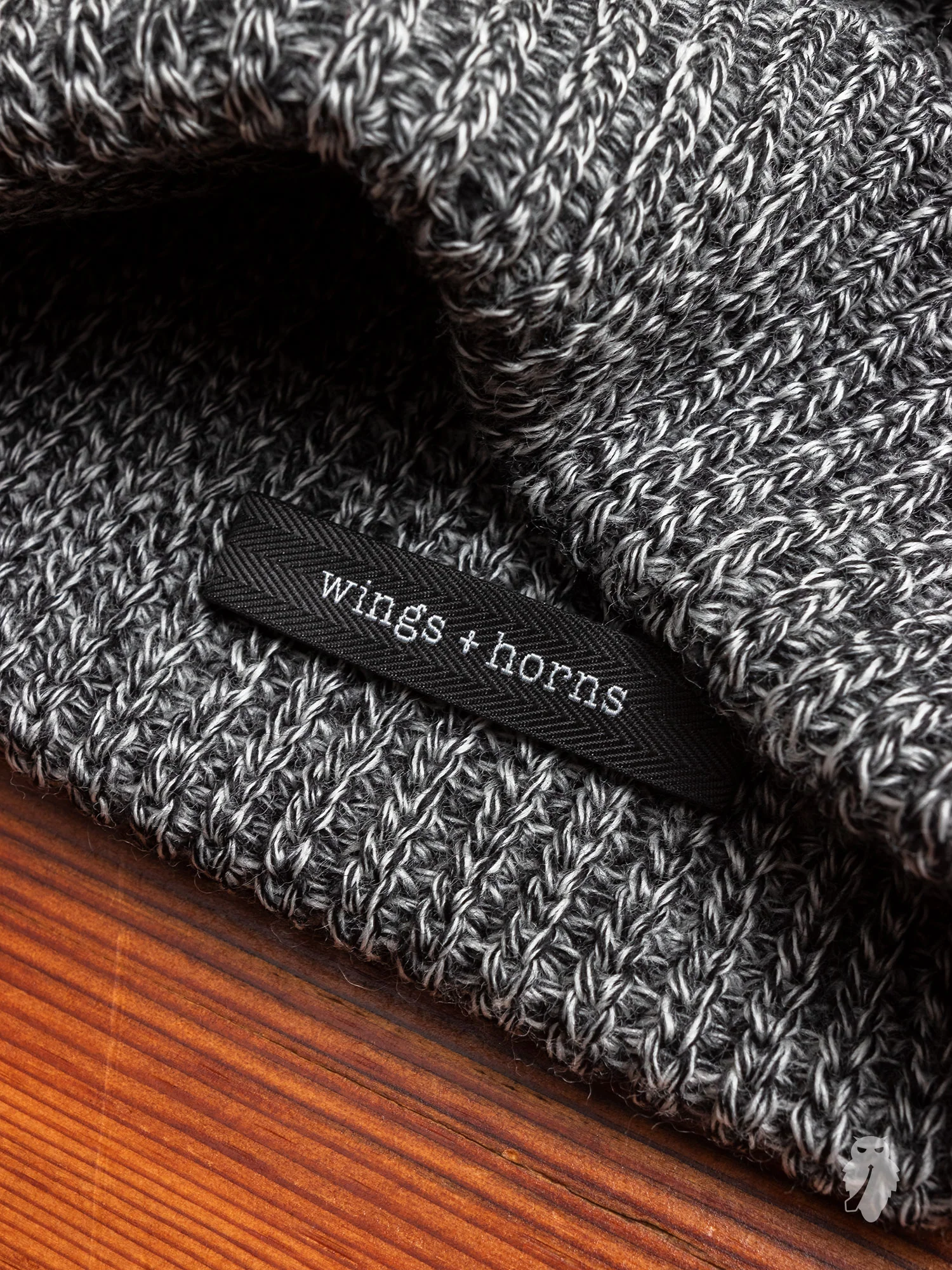 Wool Knit Watch Cap in Melange Black - Image 2