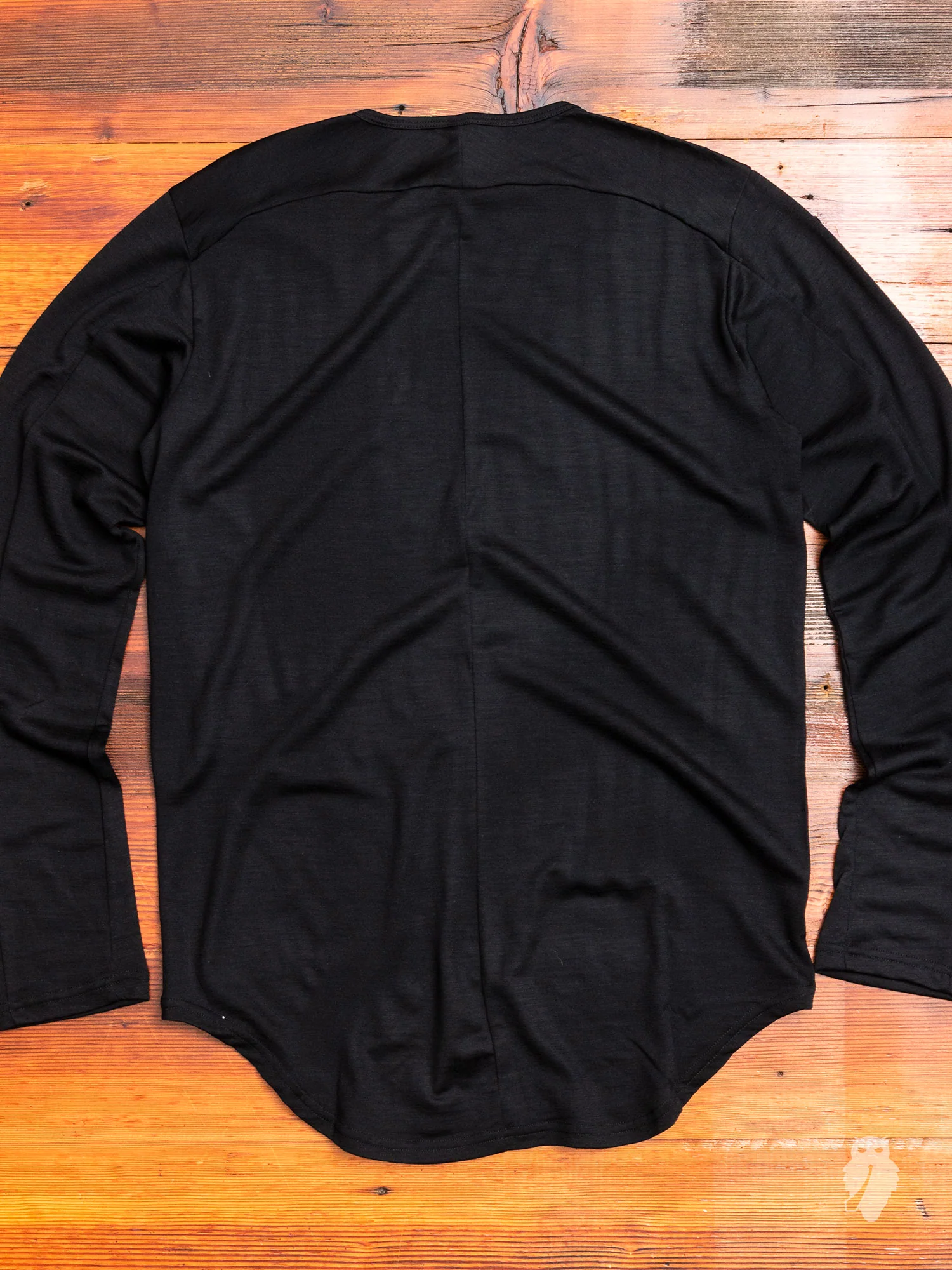 Wool Long Sleeve T-Shirt in Black - Image 6