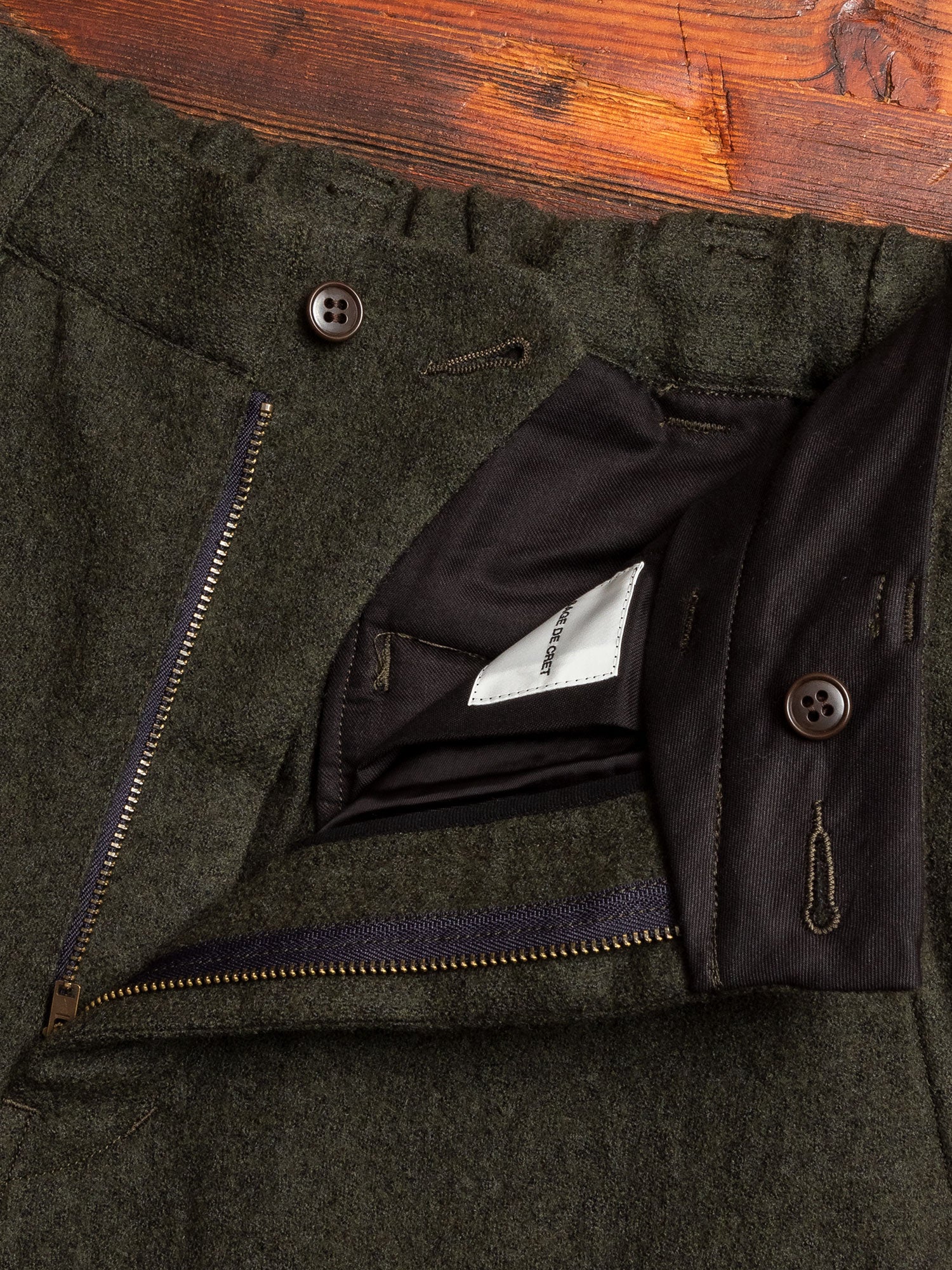 Wool Tapered Pants in Olive - Image 5