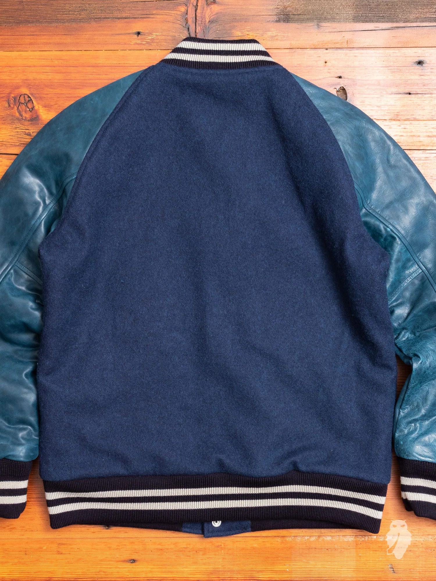 Wool Varsity Jacket in Indigo - Image 10