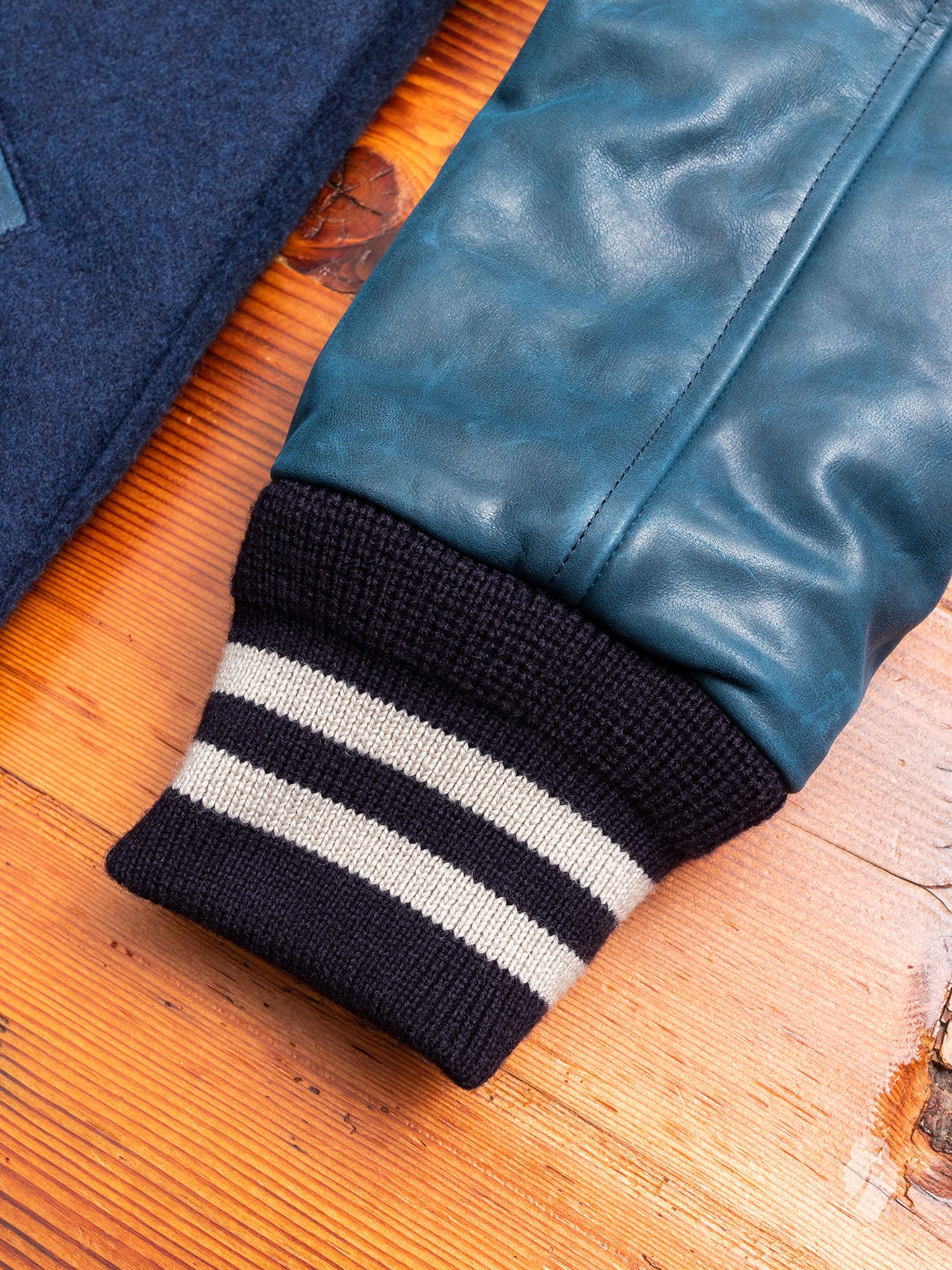 Wool Varsity Jacket in Indigo - Image 7