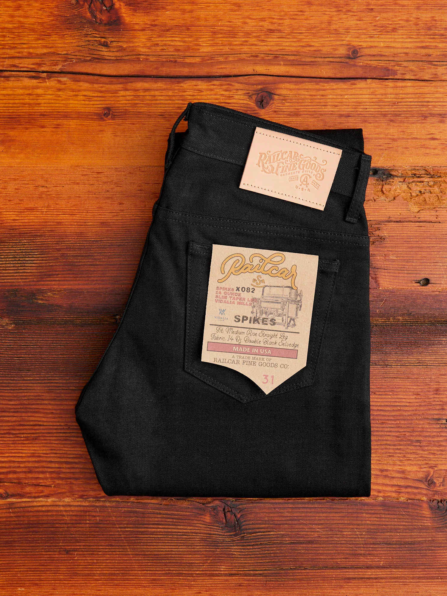 X082 14oz Double Black Selvedge Denim - Spikes Fit - Image 2