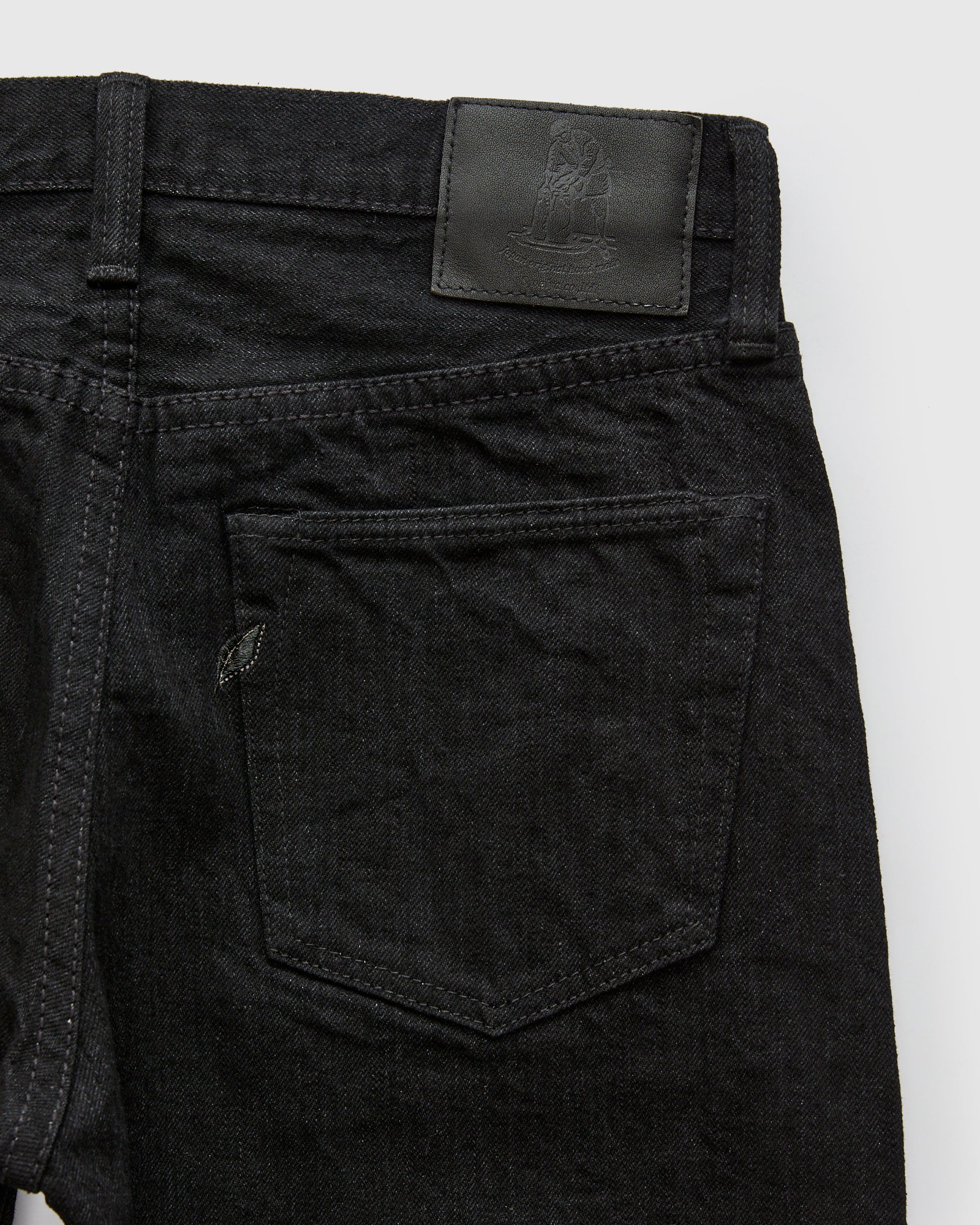 XX-019-BK 14oz Rinsed Double Black Selvedge Denim - Relaxed Tapered Fit - Image 3